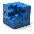 Blue puzzle cube without one piece