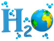 Illustration: H2O. Formula of water on white background H2O. Formula of water on white background