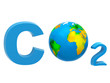 Illustration: Atmospheric pollution concept: CO2 formula Atmospheric pollution concept: CO2 formula