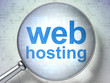 SEO web design concept: Web Hosting with optical glass