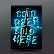 Banner with bottle of beer is in ice, vector Eps10 illustration.