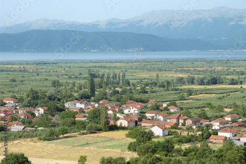 view on Podmocani village and Prespa Lake in Republic Of Macedonia