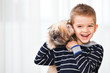 happy boy with dog
