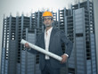Young Architect with Under constructed Building