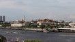 Time lapse top view of grand palace and boat pier in Thailand
