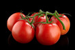 Red tomatoes on a black background