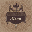 menu with a roof grapes and restaurant furniture