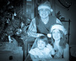 Retro photo of happy family of thre