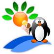Summer icon with cartoon penguin