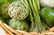 artichoke with asparagus and avocado