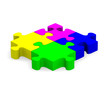 Colorful jigsaw puzzle on white