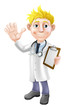 Cartoon doctor with clipboard