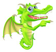 Cartoon Dragon Peeking Round Sign