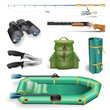 Vector: fishing and hunting objects fishing and hunting objects
