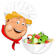 Ilustración: Funny Cook and fresh vegetable salad Funny Cook and fresh vegetable salad