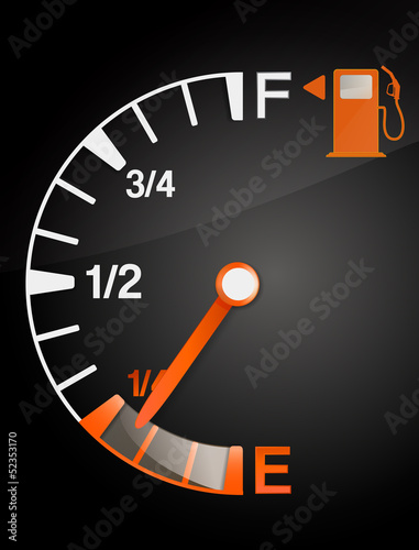 Vector: gas tank with empty and full signs on black gas tank with empty and full signs on black