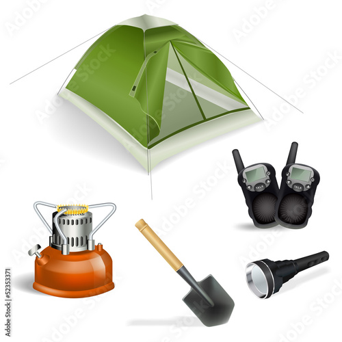 Vector: camping objects set camping objects set