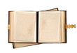 open antique album with empty photo cards