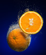 Beautiful orange close-up photo with carbon dioxide bubbles