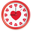 Clock with hearts. Isolated on white. Vector