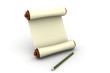 Scroll with pencil.
