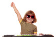 happy child play music on keyboard