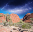 Beautiful rocks of Australian Outback against stormy sky