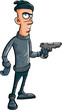 Vector: Cartoon villain holding a gun Cartoon villain holding a gun