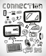Vector: Set of hand drawn connection doodles Set of hand drawn connection doodles