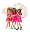 Three girlfriends are fashion-mongers