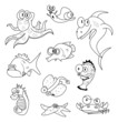 Cartoon sea creatures