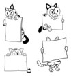 Cartoon cats with banners