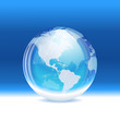 Vector transparent snow globe with map