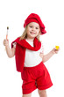 little girl in artist costume isolated