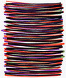 Felt tip marker pen dark color scribble lines on white paper.