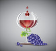 Vector: Glass of red wine with dark grapes Glass of red wine with dark grapes