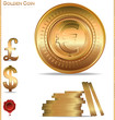 Gold coins. Dollar, euro and pound
