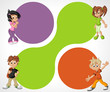 Vector: Colorful template for brochure with cartoon children. Teenagers. Colorful template for brochure with cartoon children. Teenagers.