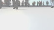 Anonymous crowd street view pastel shading version