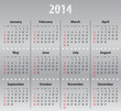 Light gray calendar for 2014