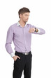Handsome Man Looking at Watch. Isolated