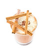 Iced blended frappe coffee with cinnamon  isolated on white back