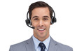 Photo: Happy assistant with headset Happy assistant with headset