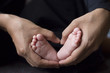 baby's foot in mother hands