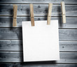White paper hung on laundry line