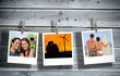 Foto: Serial instant photos of holiday scenes hung with a peg in line Serial instant photos of holiday scenes hung with a peg in line