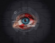 Woman having an eye authentication