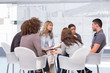 Patients telling their problems to therapist