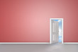 Foto: White door opening to reveal blue sky White door opening to reveal blue sky