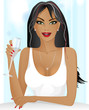 Pretty woman drinks water